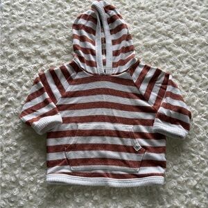 Size 6-9 Months Easy Peasy Copper Orange & White Striped Hooded Sweater